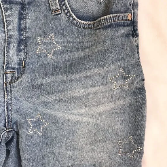 Seven7 Seven Denim Weekend Shorts Women 6 Blue Stretch Bling Stars Patriotic USA - Picture 3 of 12